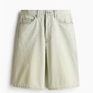 H&M Baggy Fit Knee-Length Pale Denim Shorts Light Wash NWT Y2K 90s LOOSE Jorts